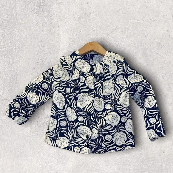Janie and Jack Blue Floral Jacket Parisian Chic 2011 Line Girls Size 4-5T - Picture 1 of 8